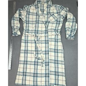 Vintage Duluth Trading Robe Women XS Gray Pink Lightweight House Flat Wraparound